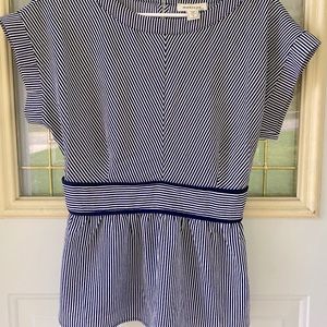 Navy Blue & White Dress Top